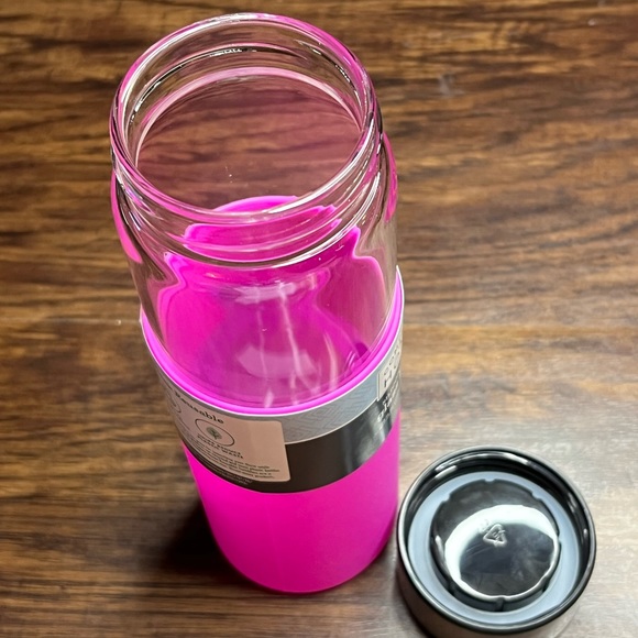 Black/Navy/Pink Wide Mouth Glass Water Bottle with Sleeve - Picture 5 of 6